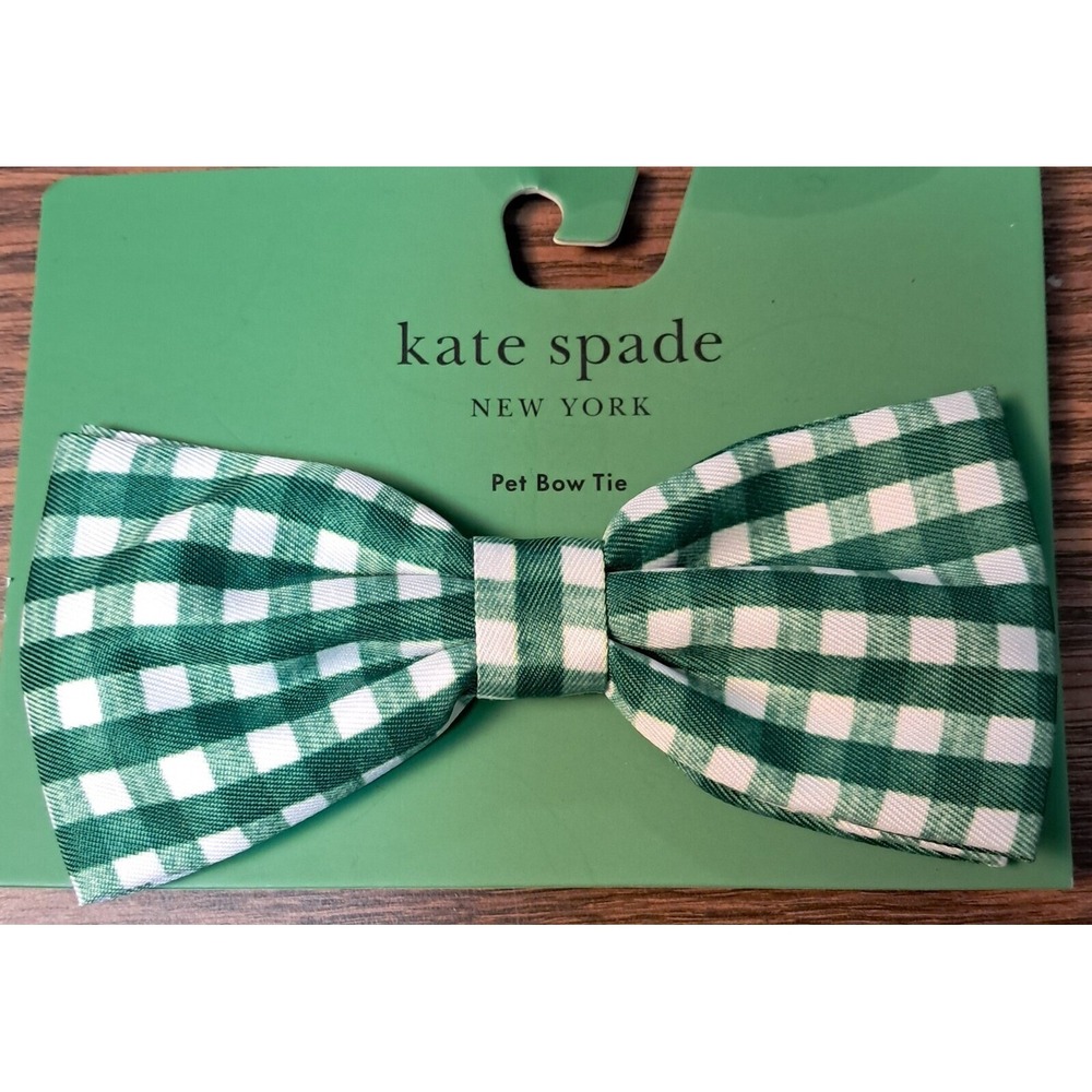 Kate Spade Dog Bowtie, Green and White, One Size‎